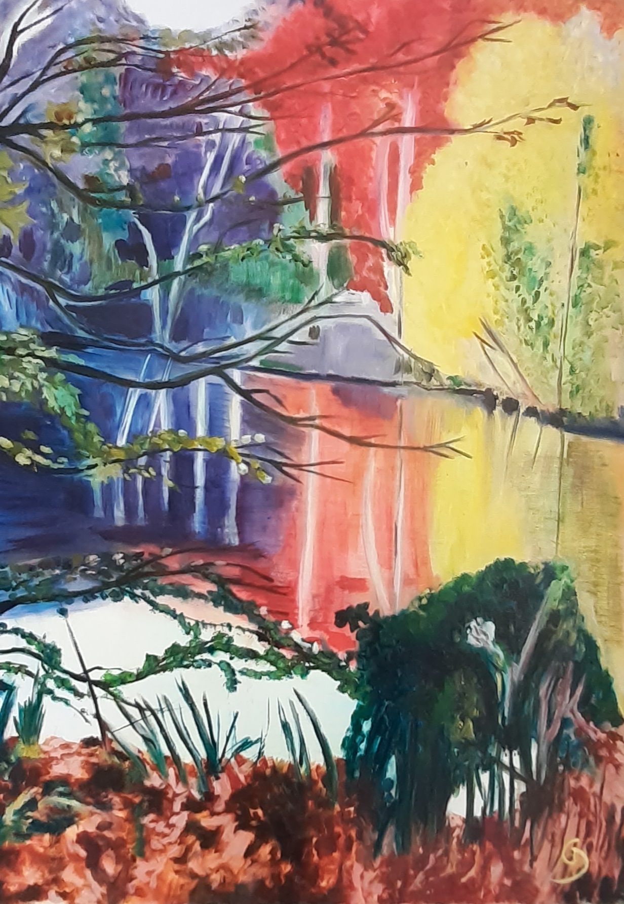 E1 arbres et reflet M15 65X46cm